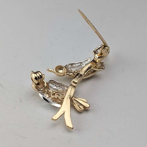 Vintage Vermeil Sterling Silver Lovebird Brooch