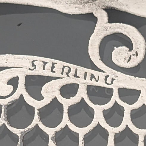 米国アンティーク シルバーオーバーレイ フローラル装飾 ガラスプレート 直径27cm