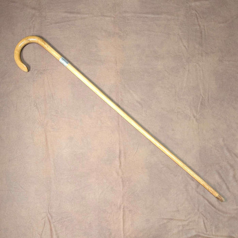 1923年 英国アンティーク タンシャフト 曲がりハンドル 純銀装飾 ステッキ 杖 91cm K&S