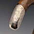 1914 British antique brown shaft, curved handle, pure silver decorated walking stick, 85cm, J Howell & Co.