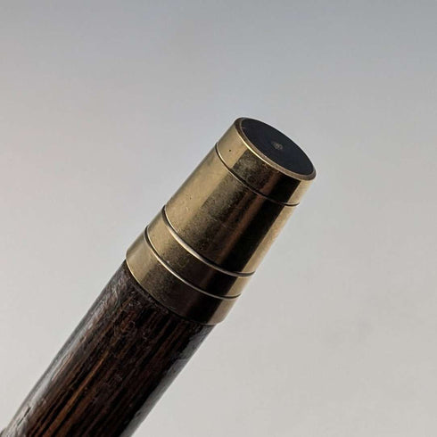 1914 British antique brown shaft, curved handle, pure silver decorated walking stick, 85cm, J Howell & Co.