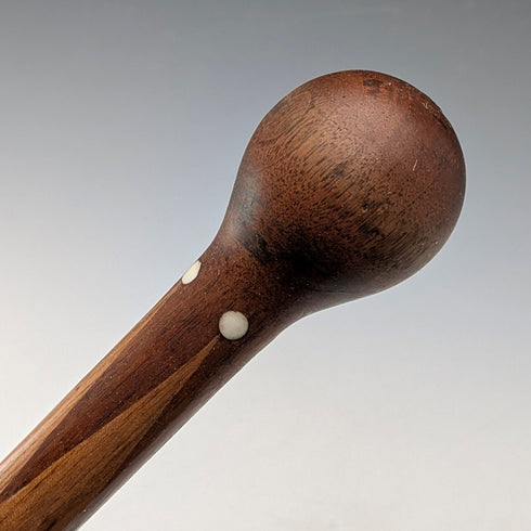 Antique Brown and Tan Marquetry Rondelle Handle Walking Stick 88cm