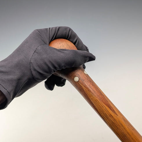 古董棕色和棕褐色鑲嵌圓柄手杖 88 厘米