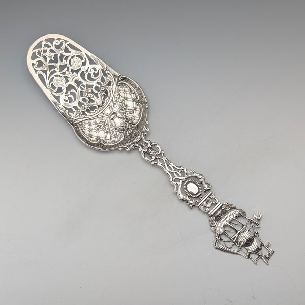 復古歐式銀色帆船鏤空裝飾糕點盤 83 克