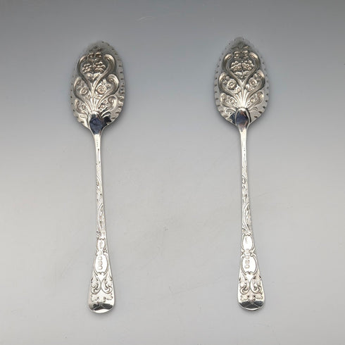 1803年 英国ジョージアン アンティーク 純銀製 ベリースプーン ペア Thomas Wallis II