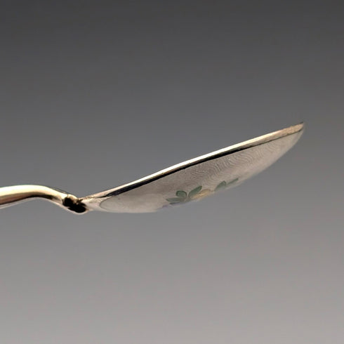 1954年 英国ヴィンテージ エナメル装飾 純銀製 コーヒースプーン6本セット 計71g Turner&Simpson ケース入