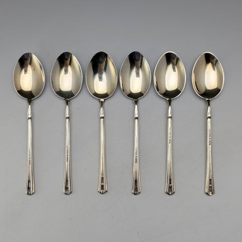 1954年 英国ヴィンテージ エナメル装飾 純銀製 コーヒースプーン6本セット 計71g Turner&Simpson ケース入