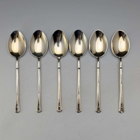 1954年 英国ヴィンテージ エナメル装飾 純銀製 コーヒースプーン6本セット 計71g Turner&Simpson ケース入
