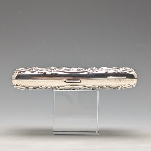 1898年英國古董純銀雙面超厚卡盒 127克浮雕裝飾 Joseph Gloster 狀況極佳