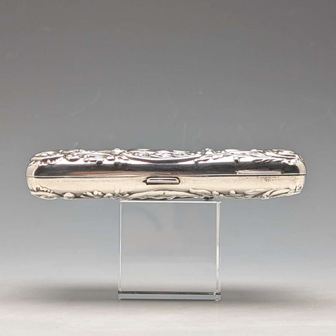 1898 British antique sterling silver double-sided extra thick card case 127g relief decoration Joseph Gloster Very good condition