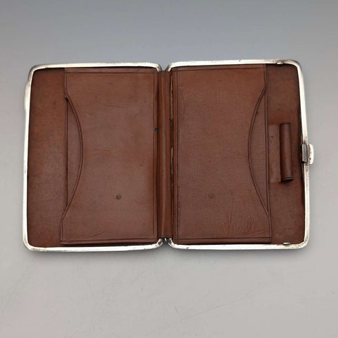 1898 British antique sterling silver double-sided extra thick card case 127g relief decoration Joseph Gloster Very good condition