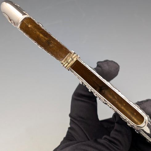 1897 年英國古董浮雕天使雕塑純銀卡片盒 79 克 William Comyns