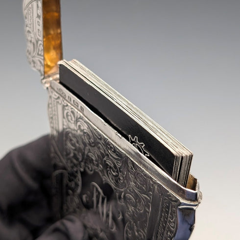 1901 年英國古董捲軸雕刻純銀卡片盒 68 克 WILLIAM M. HAYES