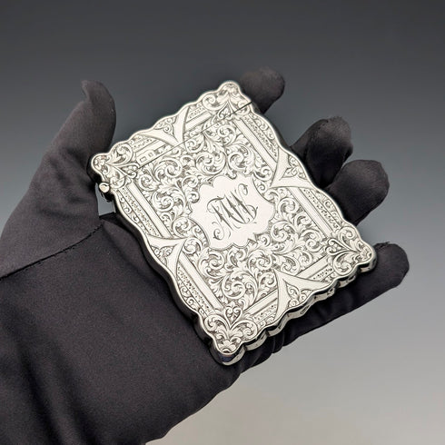 1901 年英國古董捲軸雕刻純銀卡片盒 68 克 WILLIAM M. HAYES