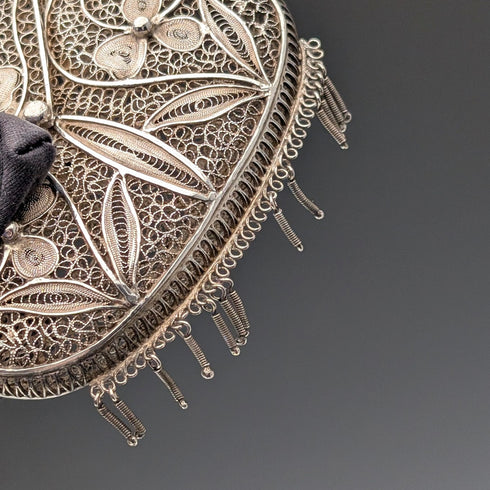 Vintage silver filigree purse with chain, coin purse, 40g