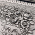 Mid-Victorian British antique silver plate relief carved square dressing table tray