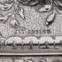 Mid-Victorian British antique silver plate relief carved square dressing table tray