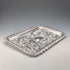 Circa 1900 British antique silver plate relief carved square dressing table tray