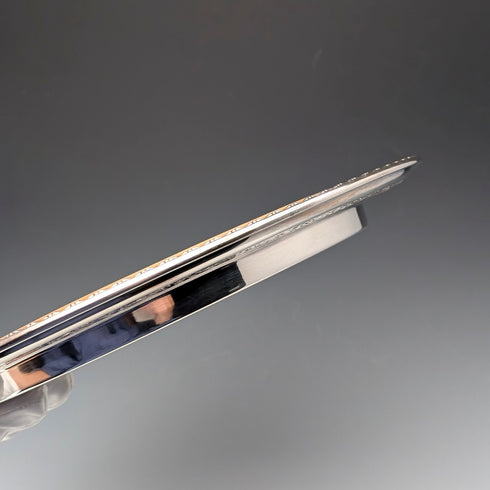 Antique British silver plated oval breadboard by Briddon Brothers