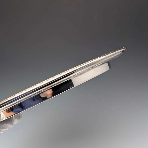 Antique British silver plated oval breadboard by Briddon Brothers