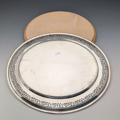 Antique British silver plated oval breadboard by Briddon Brothers