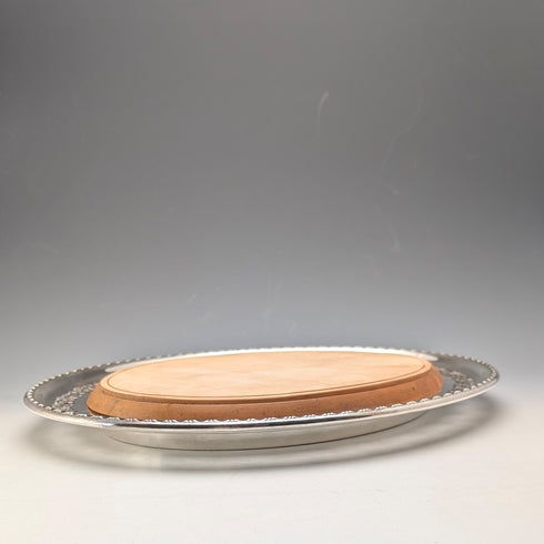 Antique British silver plated oval breadboard by Briddon Brothers