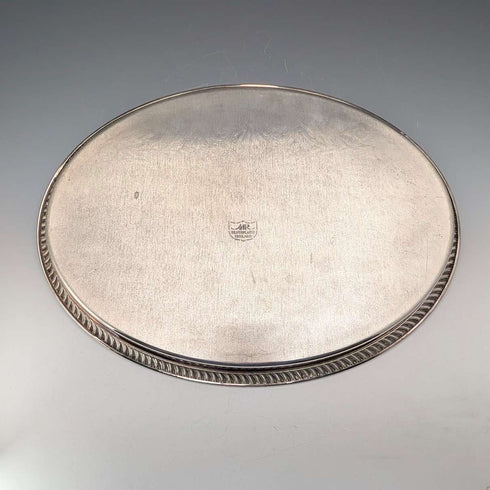 Vintage British silver plate oval gallery tray, 40cm wide