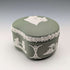 British Vintage Wedgwood Jasperware Bean-Shaped Trinket Box, Green