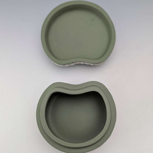 British Vintage Wedgwood Jasperware Bean-Shaped Trinket Box, Green