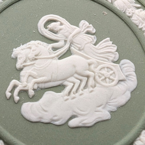 英國復古韋奇伍德碧玉瓷器圓筒盒,小物件收納盒,綠色