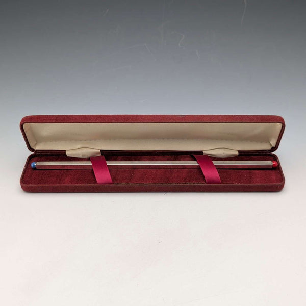 1975 British vintage sterling silver ruler and ballpoint pen William Manton with case