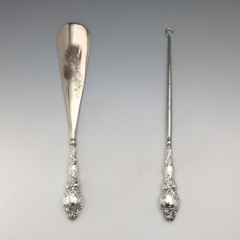 1903 年英國古董純銀手柄鞋拔與連結鉤套裝 G&C Ltd