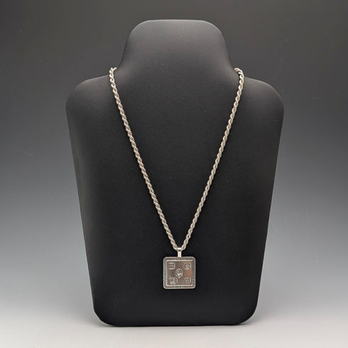 1977 British pure silver jubilee ingot pendant, 32g, with pure silver twist necklace RJ