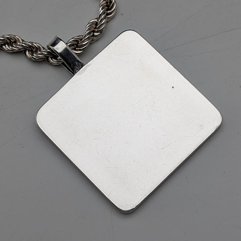 1977 British pure silver jubilee ingot pendant, 32g, with pure silver twist necklace RJ