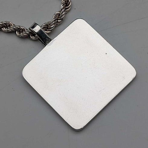 1977 British pure silver jubilee ingot pendant, 32g, with pure silver twist necklace RJ