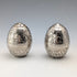 Vintage silver plate egg-shaped spice rack pair