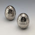 Vintage silver plate egg-shaped spice rack pair