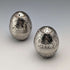 Vintage silver plate egg-shaped spice rack pair