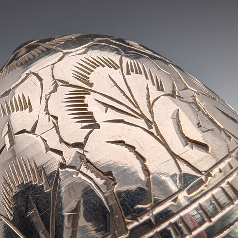 Vintage silver plate egg-shaped spice rack pair