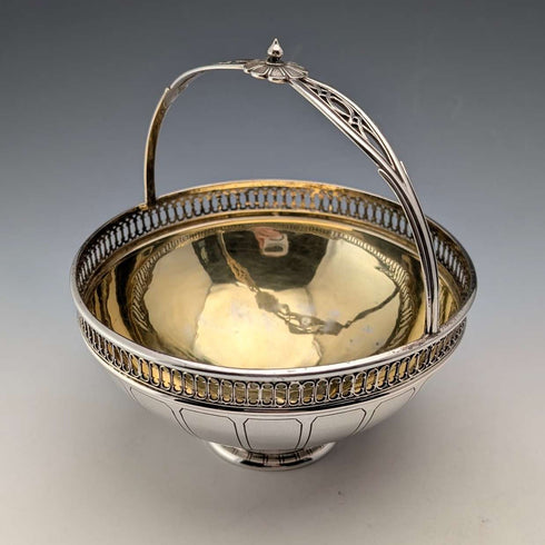 German antique 800 silver basket with handle 137g Wilkins