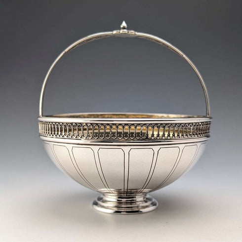 German antique 800 silver basket with handle 137g Wilkins