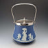 Antique British Wedgwood Biscuit Barrel Jasperware Royal Blue