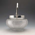 Vintage British hobnail cut glass jar with handle and silver plate lid