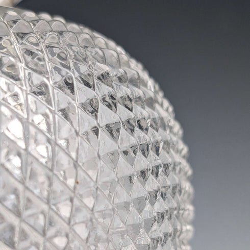 Vintage British hobnail cut glass jar with handle and silver plate lid