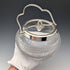 Vintage British hobnail cut glass jar with handle and silver plate lid