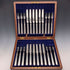 12-Pair of Antique British Silver Plate Dessert Cutlery, Circa 1898, Allen & Darwin, Wooden Box