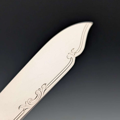 1923 British antique all-sterling silver fish cutlery set, 6 pairs, 653g, in wooden box, Alexander Clarke