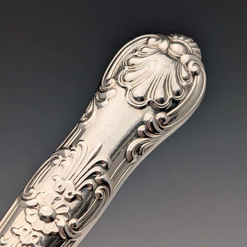 1923 British antique all-sterling silver fish cutlery set, 6 pairs, 653g, in wooden box, Alexander Clarke