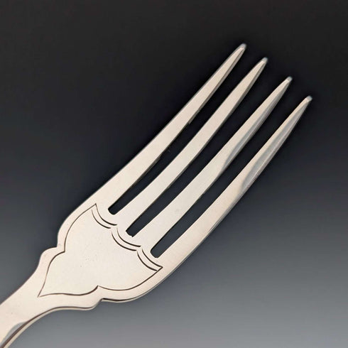 1923 British antique all-sterling silver fish cutlery set, 6 pairs, 653g, in wooden box, Alexander Clarke