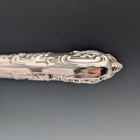 1923 British antique all-sterling silver fish cutlery set, 6 pairs, 653g, in wooden box, Alexander Clarke